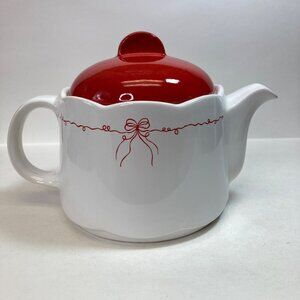 Waechtersbach Teapot Vintage FLAWED spout Red Bow Removeable Lid